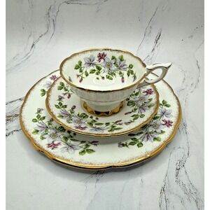 Royal Stafford Columbine Series Trio‎ Set Cup, Saucer and Side plate Bone China
